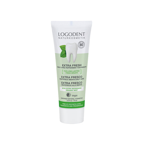Dentrifico bio sin fluor Logona Menta Exrra Fresco en Biocosmesalud