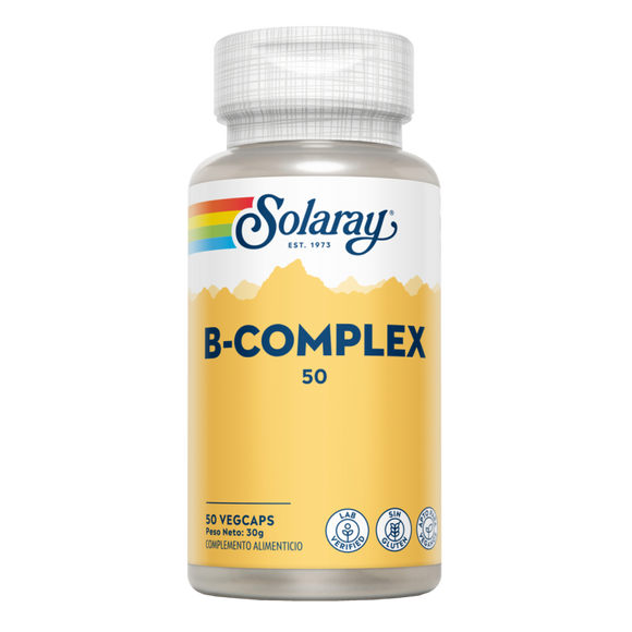 Solaray Vitamina B Complex 50 50 capsulas veganas sin gluten apto para veganos