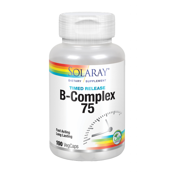 Solaray B Complex 75 100 capsulas veganas acción retardada sin gluten apto para veganos