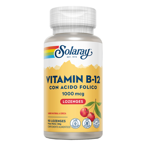 Solaray Vitamina B12 , Acido Fólico 100 mcg 90 comprimidos sublinguales